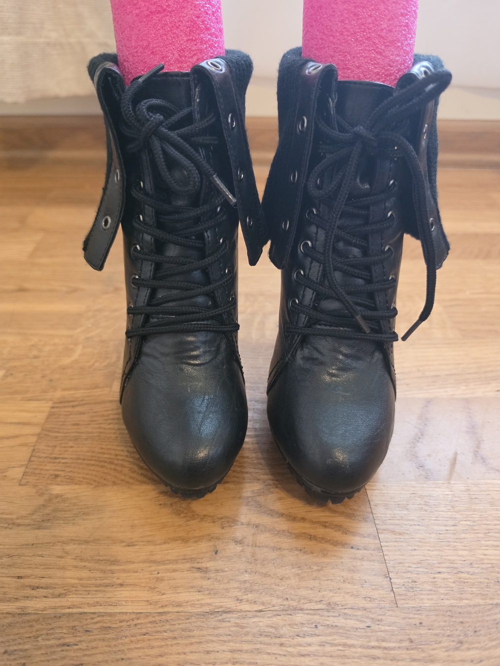 Charlotte Russe Black Lace-Up Ankle Boots